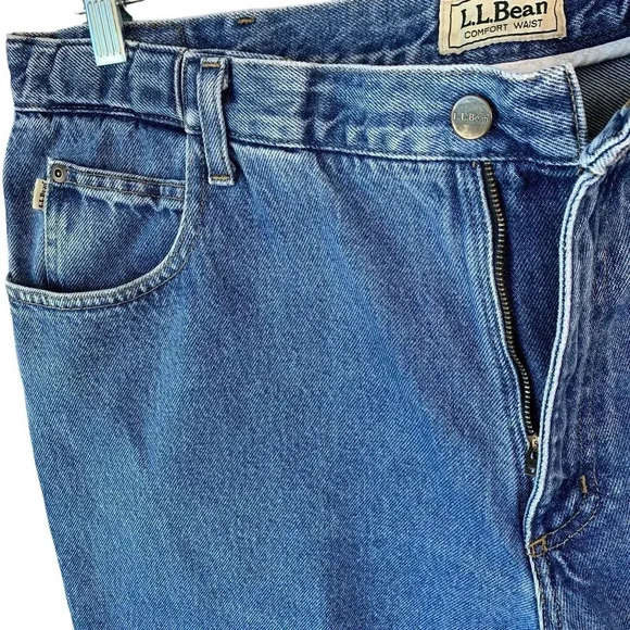 L.L. Bean Vintage Comfort Waist Straight Leg Denim Blue Jeans 40 X29 Medium Wash - Picture 6 of 16